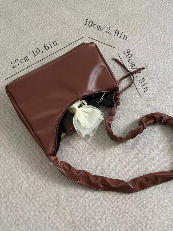 ヴィンテージブラウン シュリンクショルダーバッグ – 閑静の余韻 - 画像 (3)