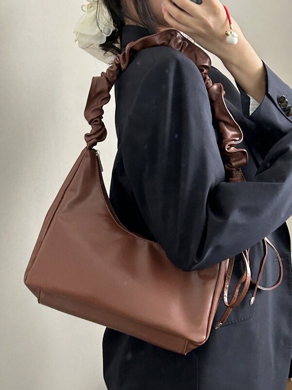 ヴィンテージブラウン シュリンクショルダーバッグ – 閑静の余韻 - 画像 (4)