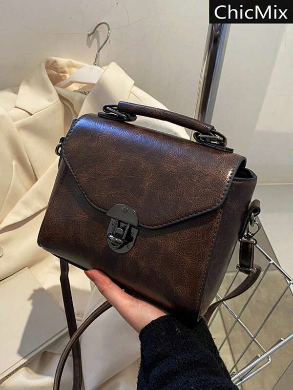 ヴィンテージブラウン レザーミニサッチェル – 時を刻むクラシックの余韻 - 画像 (4)