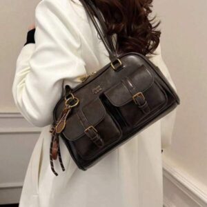 クラシカルダブルポケットレザーハンドバッグ – 記憶を抱く革