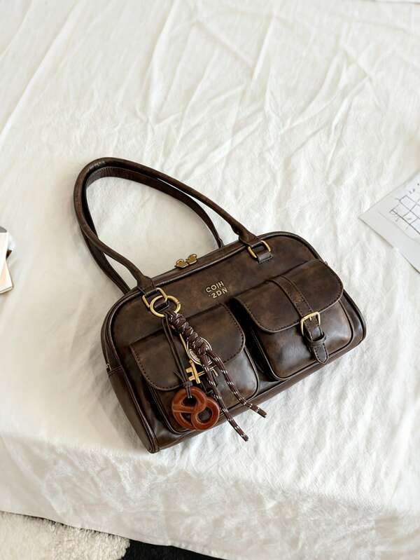 クラシカルダブルポケットレザーハンドバッグ – 記憶を抱く革 - 画像 (4)